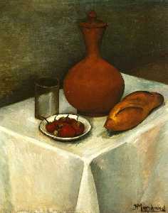 Still Life with Earthenware Jug, Loaf and Strawberries