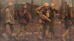 First World War Auxiliaries Bringing Stretchers, Splints, Rations and Water for the Line
