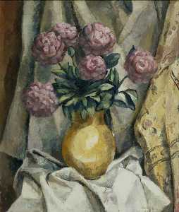 Peonies in a yellow Vase