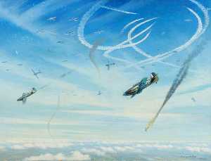 Battle of Britain Hurricanes Being Pursued by Escorting Bf 109s