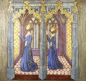Reconstruction of Medieval Mural Painting, Queen Philippa's Daughters Kneeling in Prayer