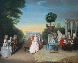 The Schutz Family and their Friends on a Terrace