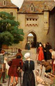 Abbaye of Saint Antoine, Sologne, France Pilgrims Suffering from St Antony's Fire Approach the Infirmary