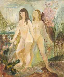 Two Nudes in a Garden (recto)