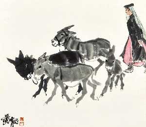 Girl Herding the Donkey