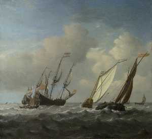 一个 荷兰 船 , 一个 游艇 小 船舶  在 微风