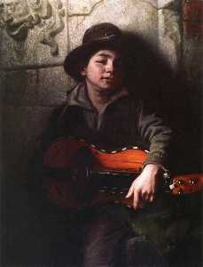 der italienisch Junge mit hurdy gurdy