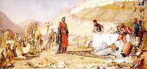 A Frank Encampment in the Desert of Mount Sinai, 1842,the Convent of Saint Catherine in the Distance