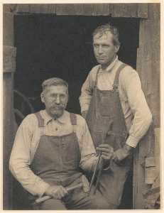 Two Men in Doorway, with Tools