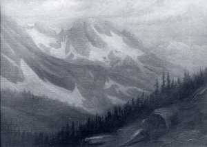 Snow Covered Mountain Landscape, (painting)