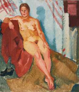 Model on a red textile
