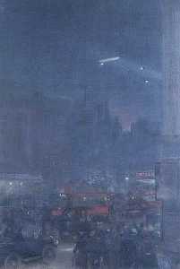 The First Zeppelin Seen from Piccadilly Circus, 8 September 1915