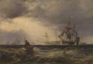 Dutch East Indiamen Weighing Their Anchors