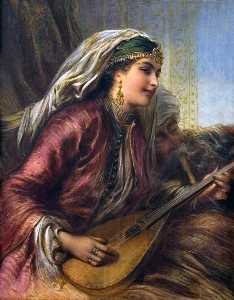 A girl playing the lute
