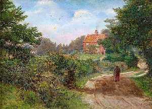 Man in a Lane Approaching a House