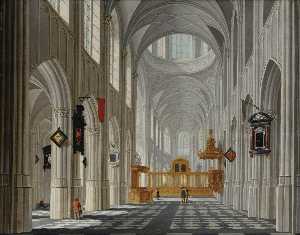 The interior of a gothic church