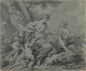 Female Figures with Putti in a Landscape