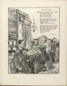 Schnapps Saloon (Schnapsdestille) (plate, folio 33) from the periodical Der Bildermann, vol. 1, no. 16 (November 1916)