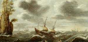 Dutch Ships in a Rough Sea