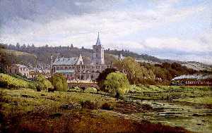 Dunblane Cathedral from the North West with a Steam Train