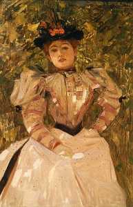 Jeune Femme en Robe Rose, (painting)