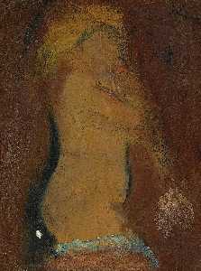 mädchenakt mit rotem hintergrund ( Nudo femminile con il rosso sullo sfondo )
