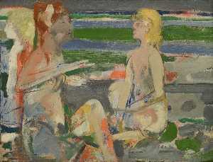 Three Nudes On Beach