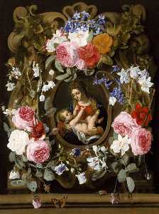 Garland of Flowers with the Madonna and Child