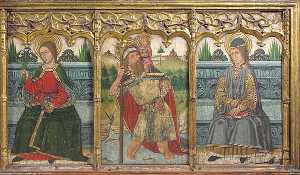 Predella fensterscheibe mit st. Bridget , st. christoph , und heilige Kilian von retable