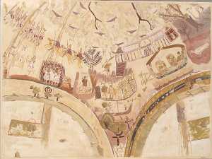 Facsimile del Cupola Pittura su la cappella di Esodo , Bagawat Necropoli , Kharga Oasi