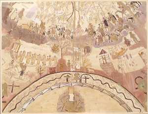 Facsimili del Cupola Pittura su la cappella di Esodo , Bagawat Necropoli , Kharga Oasi