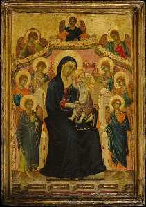 Мадонна с младенцем с  девять  Ангелы