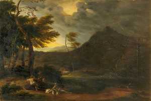 A Stormy Landscape with Classical Figures (after Gaspard Dughet)