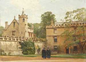 The Grammar Hall from St John's Quadrangle in 1881 President Bulley in the Lodgings Drive and Two Others