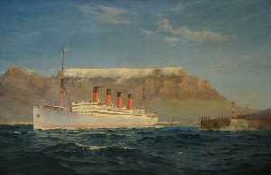 The Union Castle Steamship 'Arundel Castle' in Table Bay
