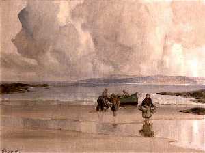 Early Morning, Fishing Boat on a Strand