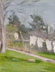 Garden Scene with Clothes Drying on a Line