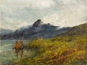 Mountain Scene with Boats on a Loch