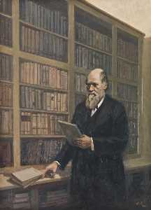 Elderly Mr Charles Darwin in His Study
