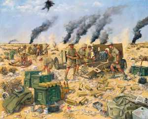 Guns of the 11th Field Regiment in Action with Robcol, Ruweisat Ridge, El Alamein, July 1942
