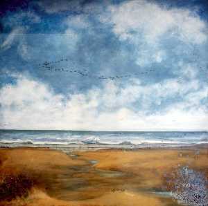 Dawlish Warren Seascape, Devon (triptych, centre panel)