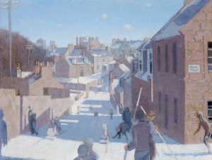 Sledging in the Howe in the 1940s (study)
