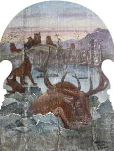 Hatwell's 'Gallopers' Wolves Hunting Deer (bottom centre panel)