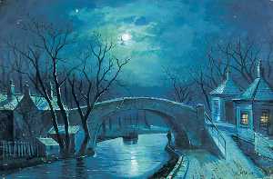 Redcote Bridge, Armley, By Moonlight