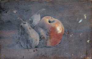Still Life of an Apple and a Pear (from a portfolio of oil sketches)