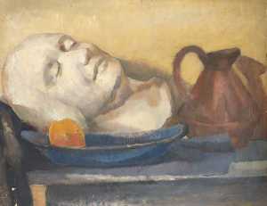Still Life with a Bust Resting on a Table Top, a Plate and a Jug (verso)