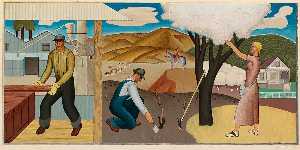 Resources of the Soil (Mural Study, Ukiah, California Post Office)