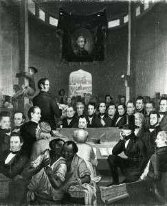 Meeting of the Michigan State Agricultural Society Reading the List of Premiums at the First State Fair, Detroit 1849, (painting)