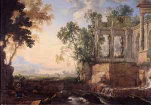 Paysage de ruines avec la chute d'Antiochus