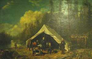 The Vibrator Club Hunting Party on the Ausable River in 1876, (painting)